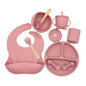 8-Piece Silicone Baby Feeding Set in pink